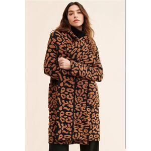 Anthropologie Ciebon Elara Animal Print Cardigan Coat.  Ret. $138